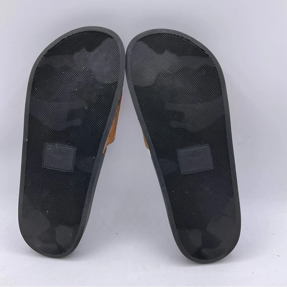 Mcm Munchen M1976 Slides Cognac And Black M9.5 W11.5 - Picture 9 of 15
